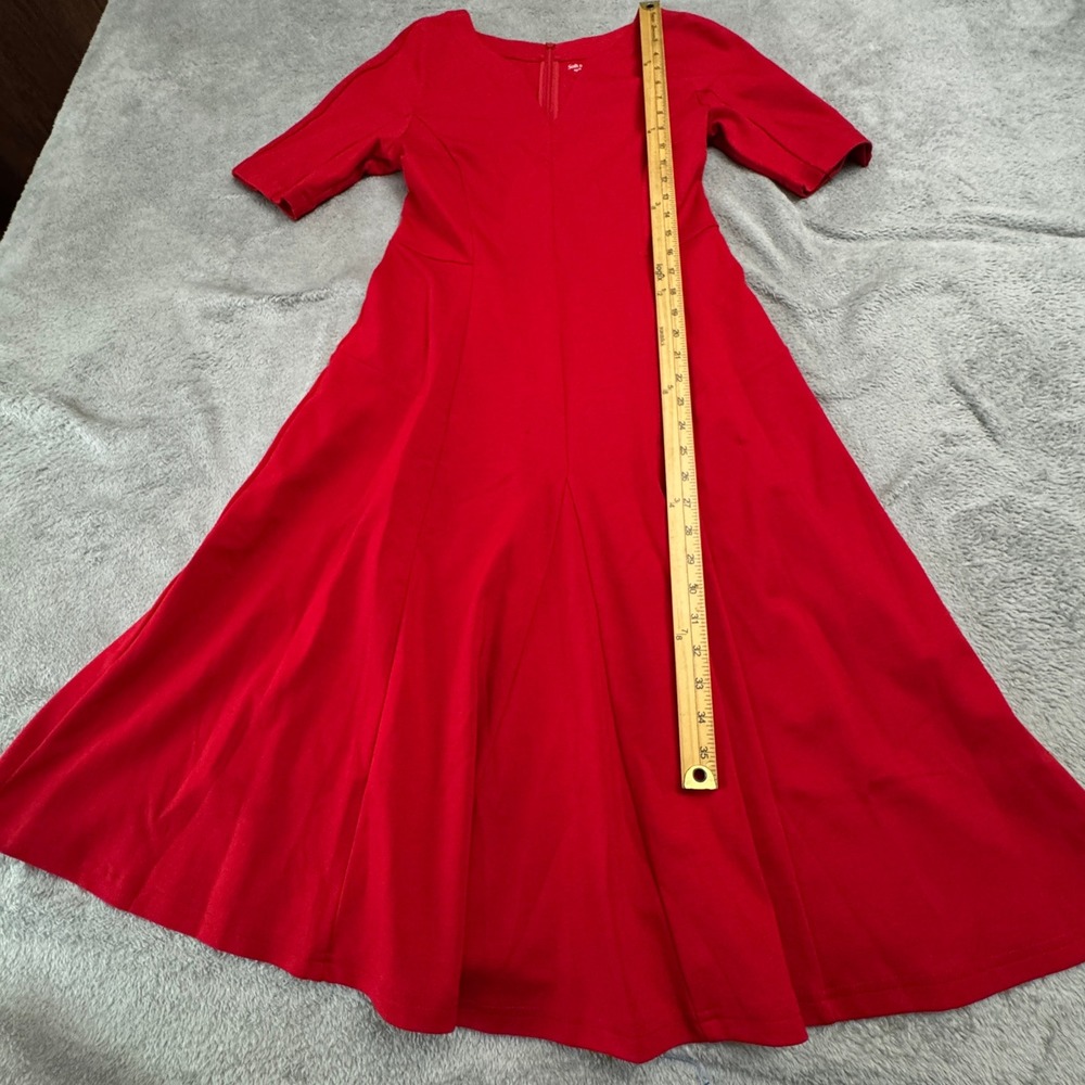 Soft Surroundings Dress Women's Size‎ 8 Red Short Sleeve Rear Zip - Picture 5 of 13